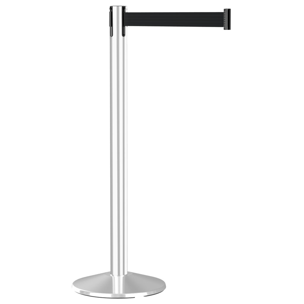 Prime 101P Polished Stainless Steel Crowd Control Stanchion Barrier with 10' Retractable Belt