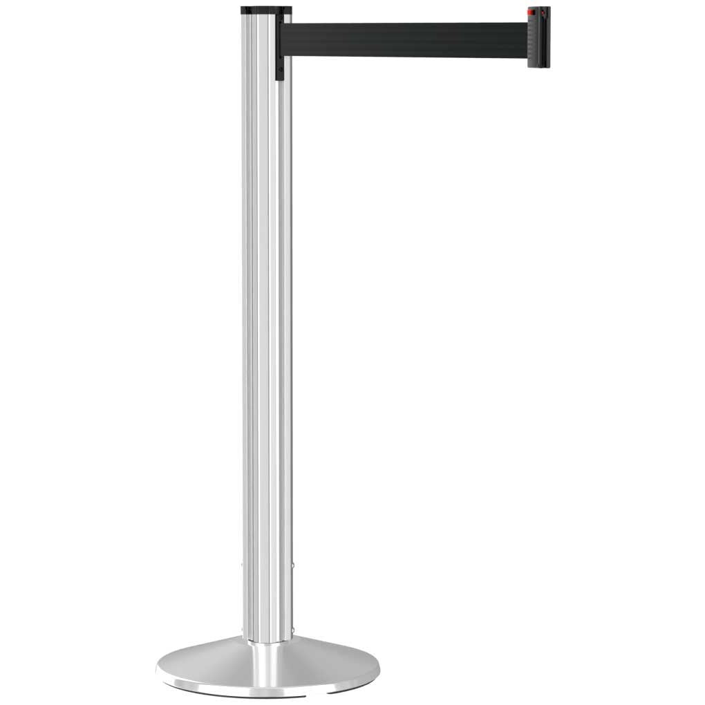 Grooved Retractable Belt Stanchion Polished Aluminum