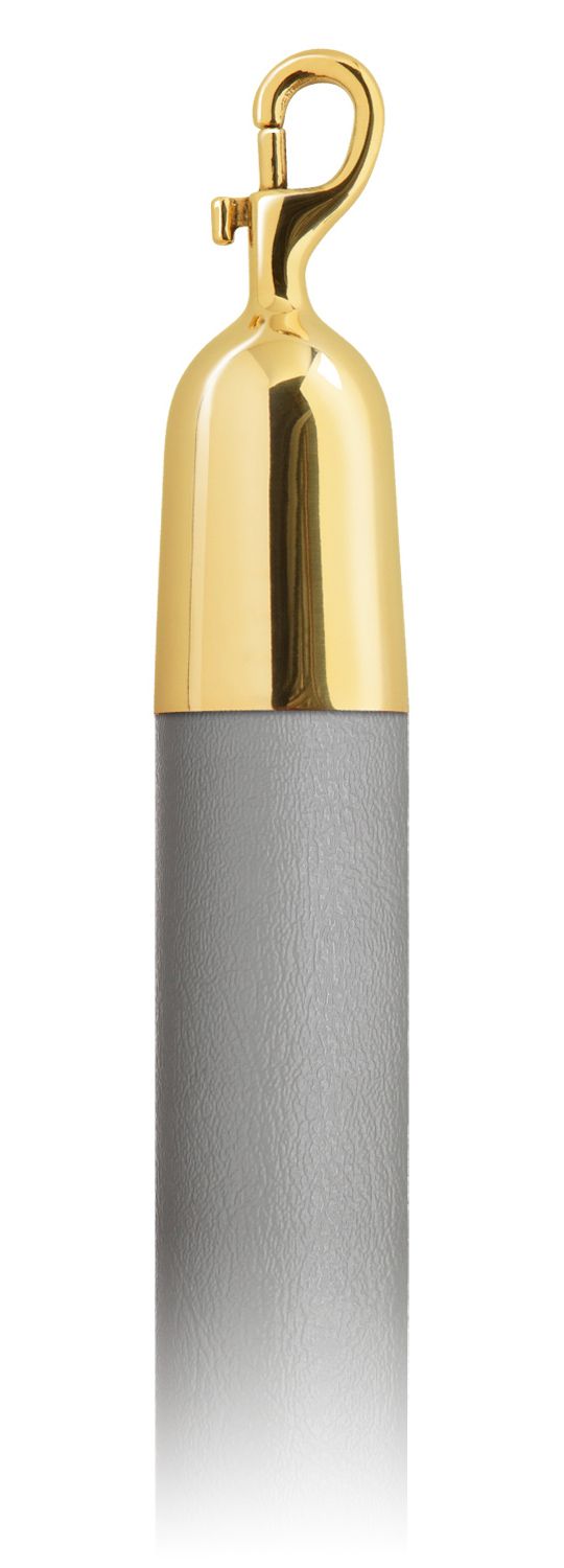 Vinyl 1.5 in Rope with Snap Hooks | Lavi - GY - Gray Vinyl - 00 - Polished Brass