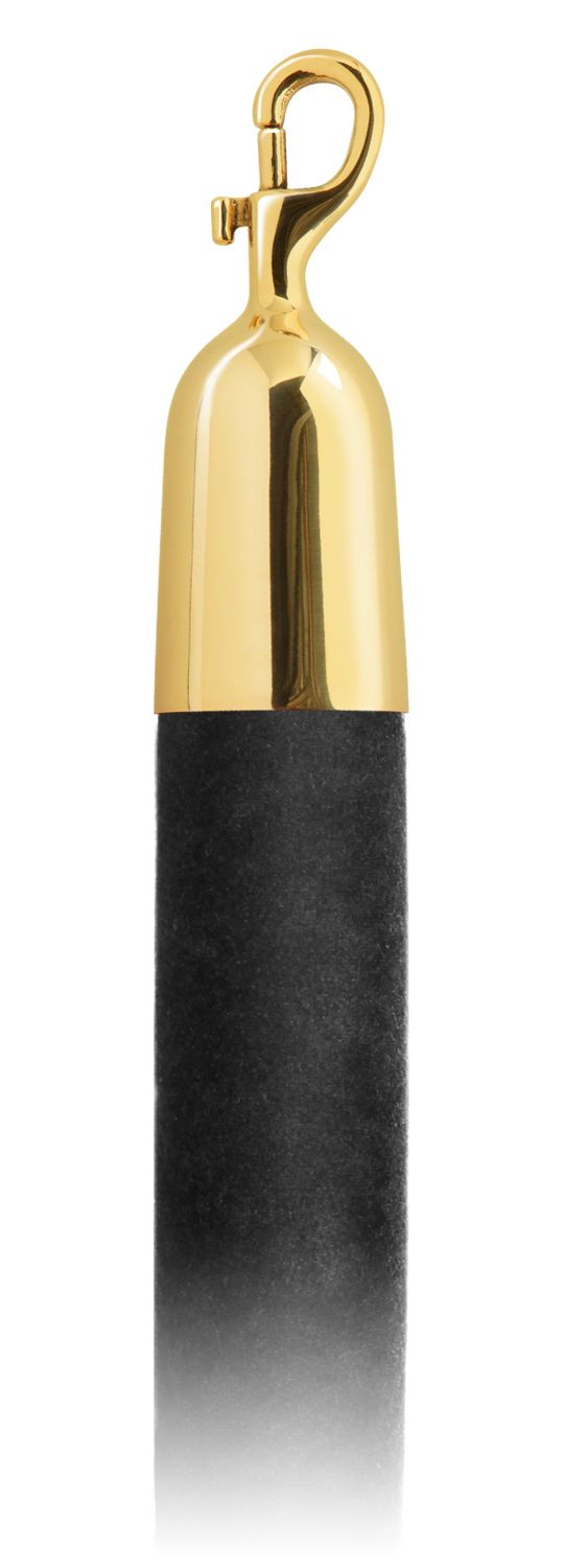 Velvet 1.5 in Rope with Snap Hooks | Lavi - BK - Black Velour - 00 - Polished Brass