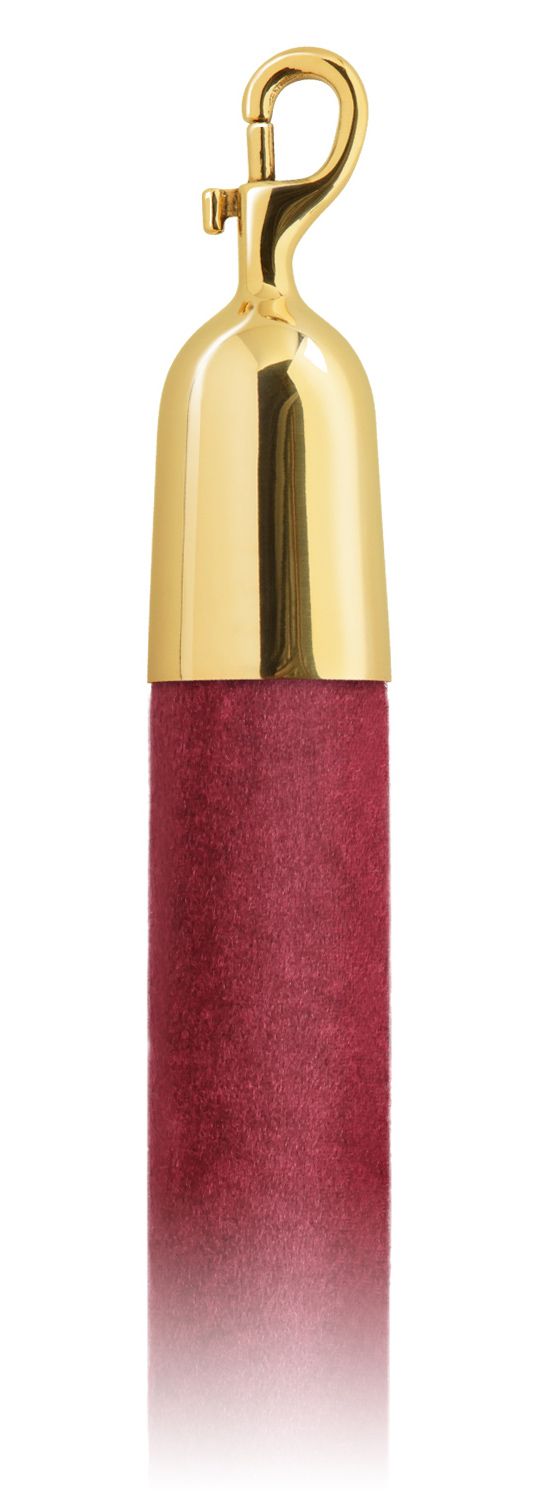 Velvet 1.5 in Rope with Snap Hooks | Lavi - CR - Crimson Velour - 00 - Polished Brass