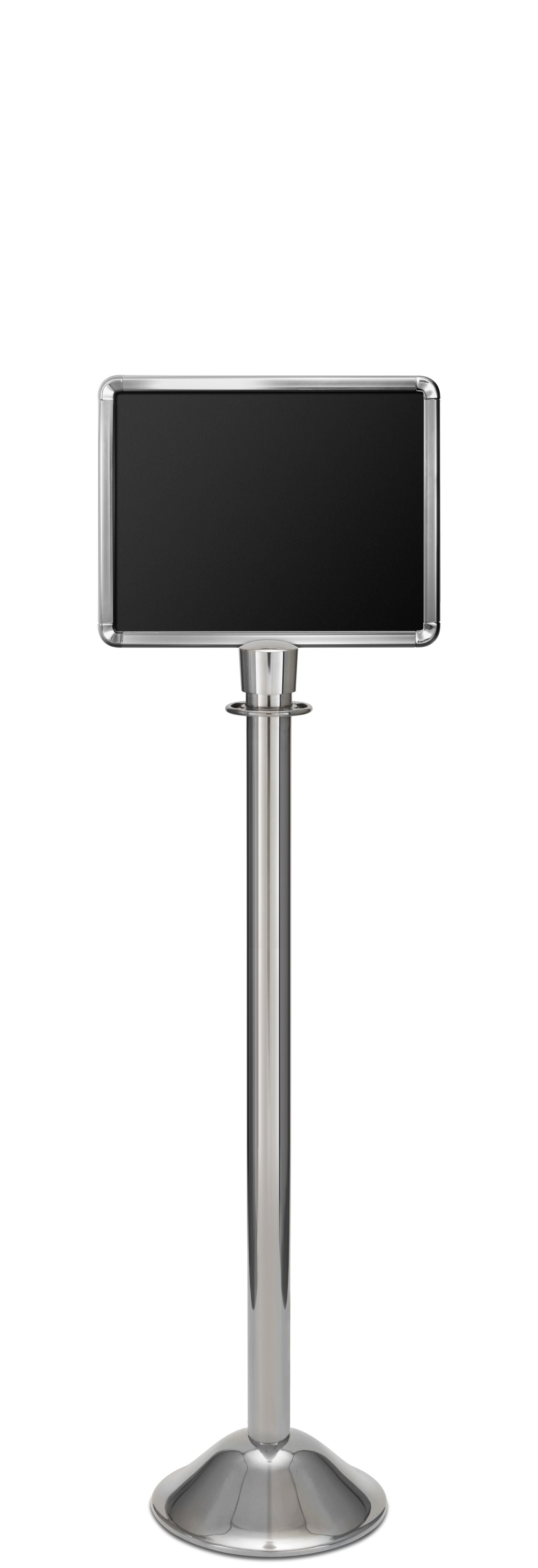 Traditional Post Sign Stand | Classic Post and Base - 10 - Chrome - 11 x 14 · Landscape