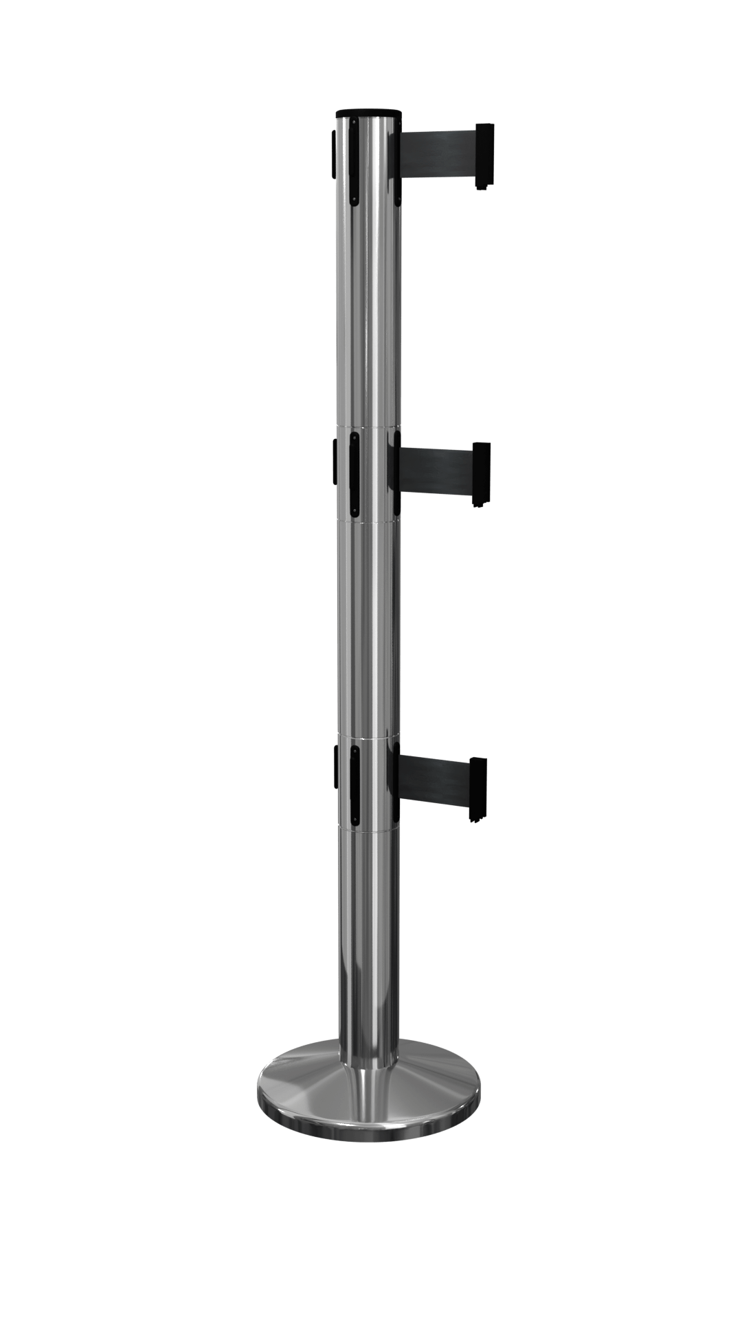 QueuePro Triple 250 Magnetic ADA 13 ft belt barrier stanchion in polished stainless steel
