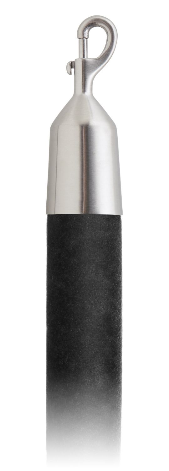 Velvet 1.5 in Rope with Snap Hooks | Lavi - BK - Black Velour - 44 - Satin Stainless Steel