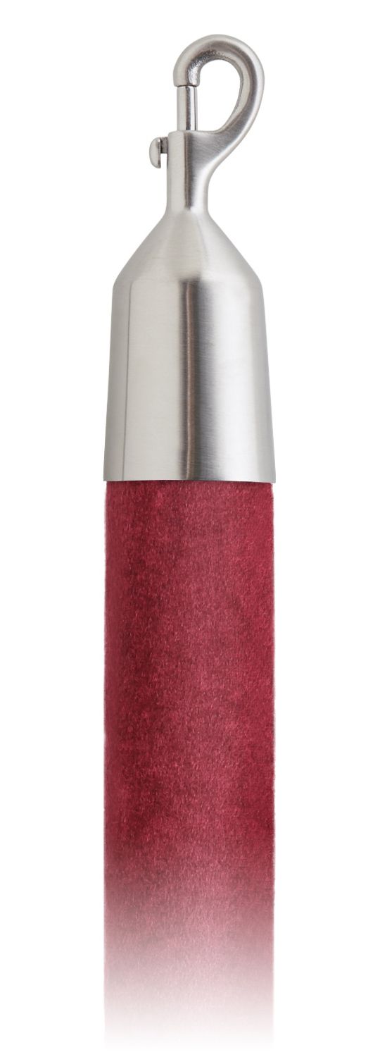 Velvet 1.5 in Rope with Snap Hooks | Lavi - CR - Crimson Velour - 44 - Satin Stainless Steel