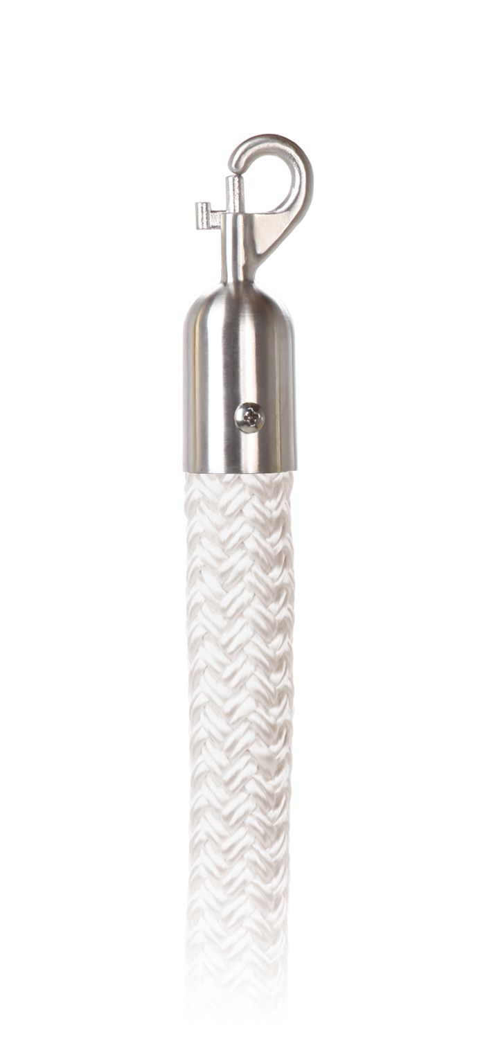 Braided Rayon 1 in Rope with Snap Hooks | Lavi - WH - White Braided - 44 - Satin Stainless Steel
