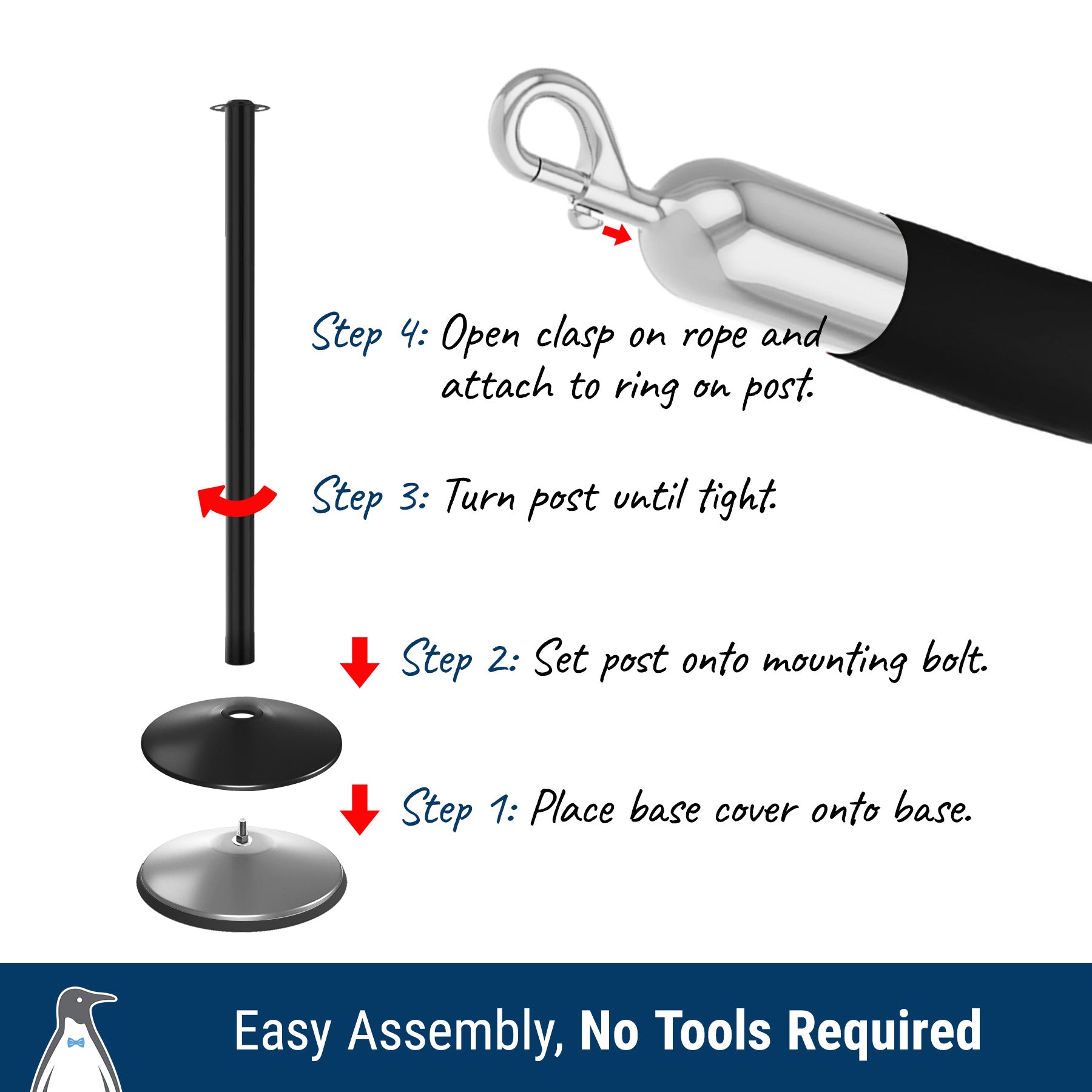 Assembling the PRIME flat top post and rope set