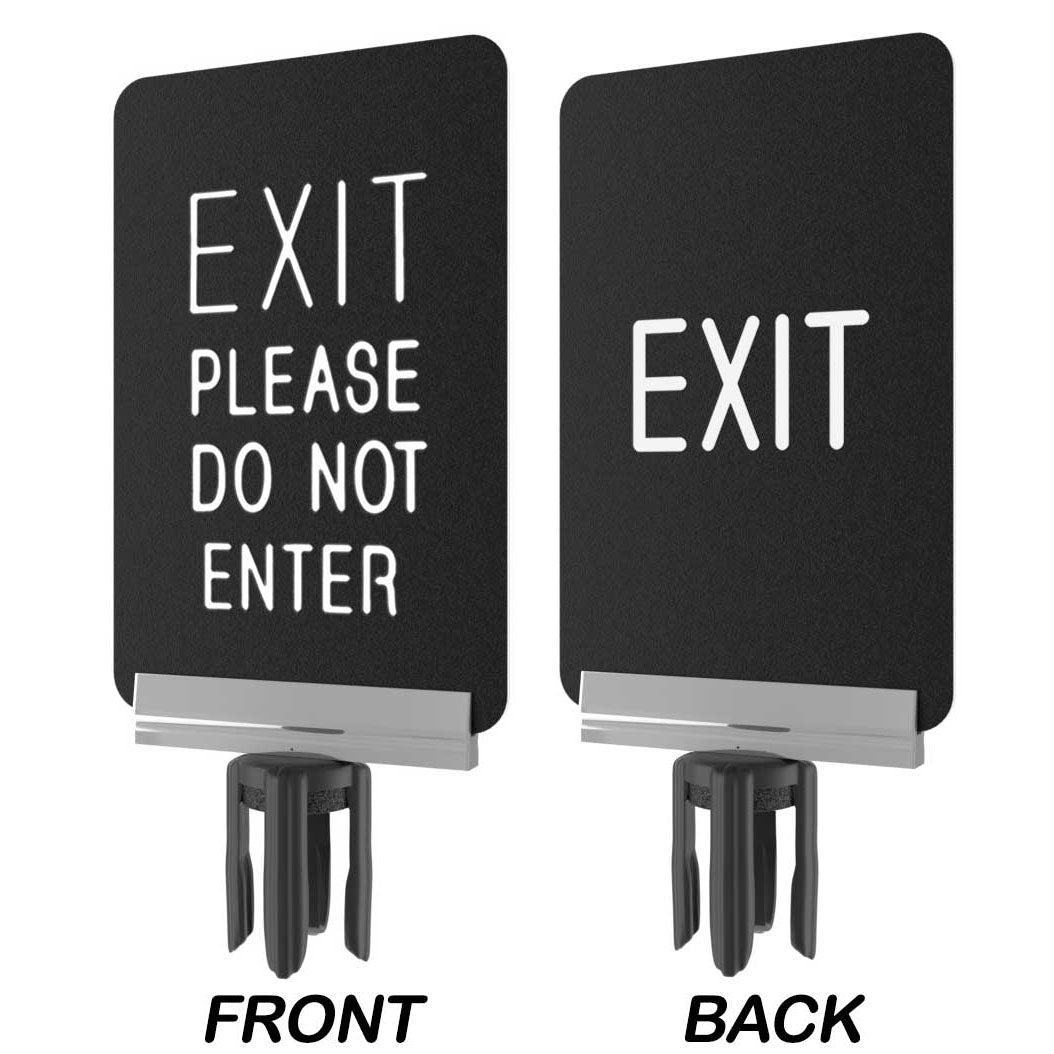 Post sign bracket with two-sided Exit and Please Do Not Enter insert, polished chrome