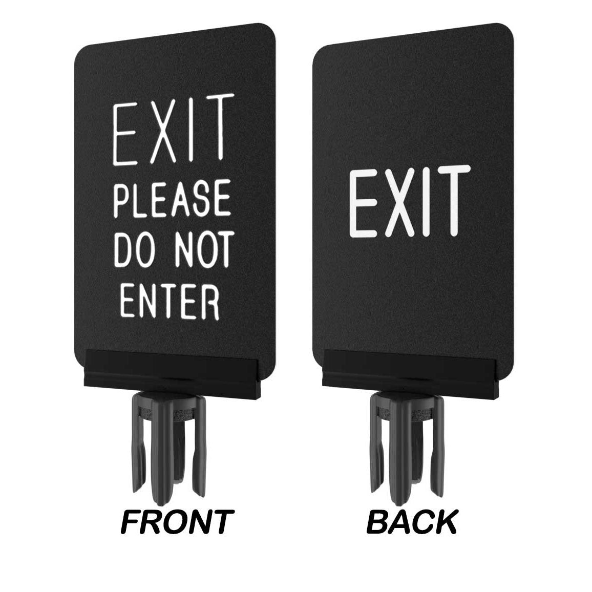 Post sign bracket with two-sided Exit and Please Do Not Enter insert, black