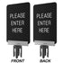 Post sign bracket with two-sided Please Enter Here insert, polished chrome