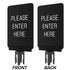 Post sign bracket with two-sided Please Enter Here insert, black