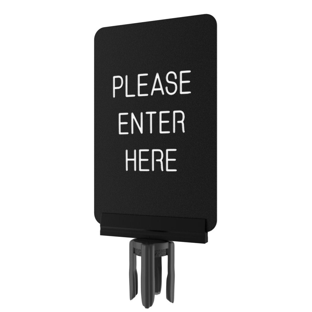 Post sign bracket with Please Enter Here ColorCore insert, black