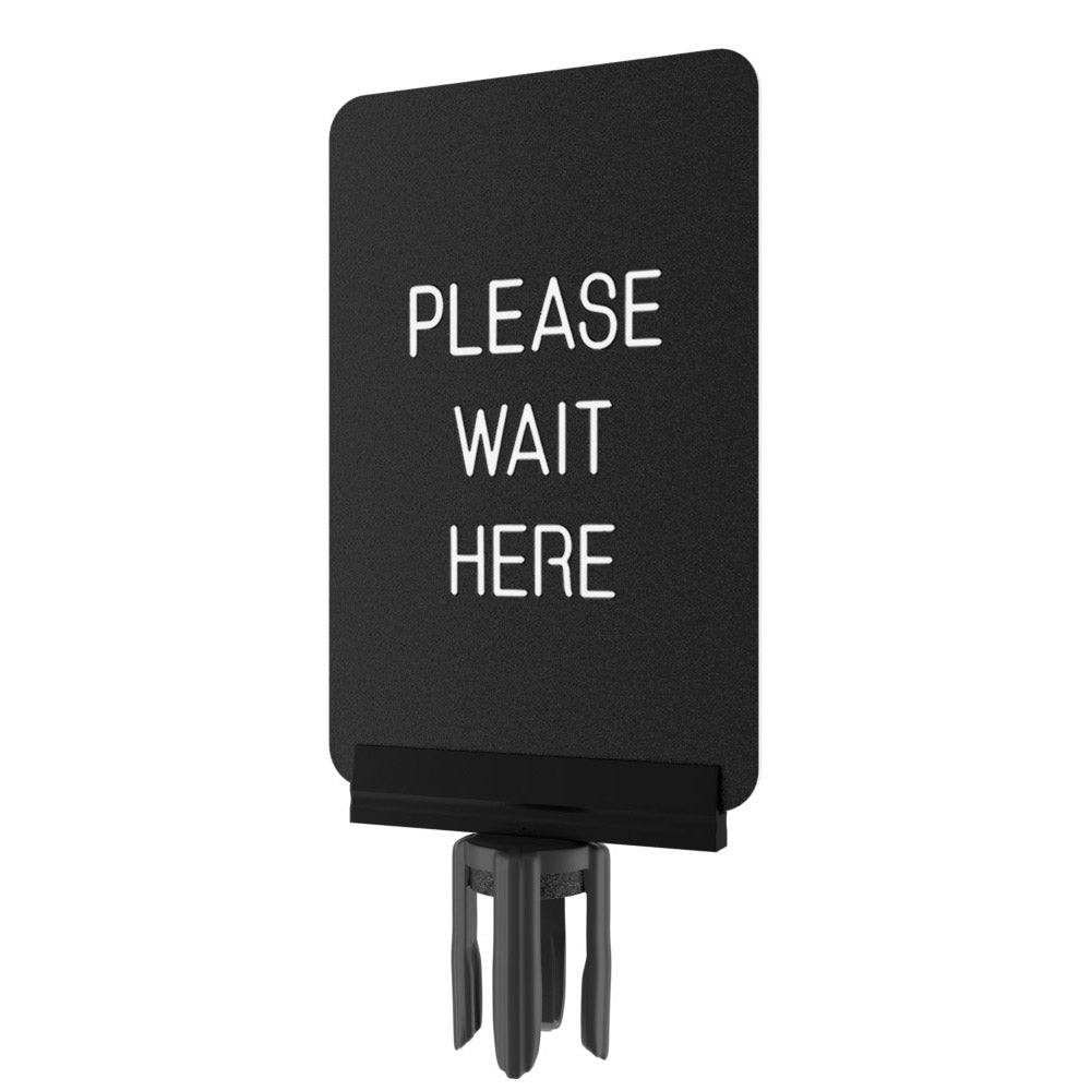 Post sign bracket with Please Wait Here ColorCore insert, black