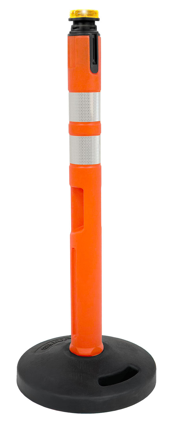 Heavy Base Delineator Post | Safety Orange - OR - Safety Orange - Single w/Solar Beacon