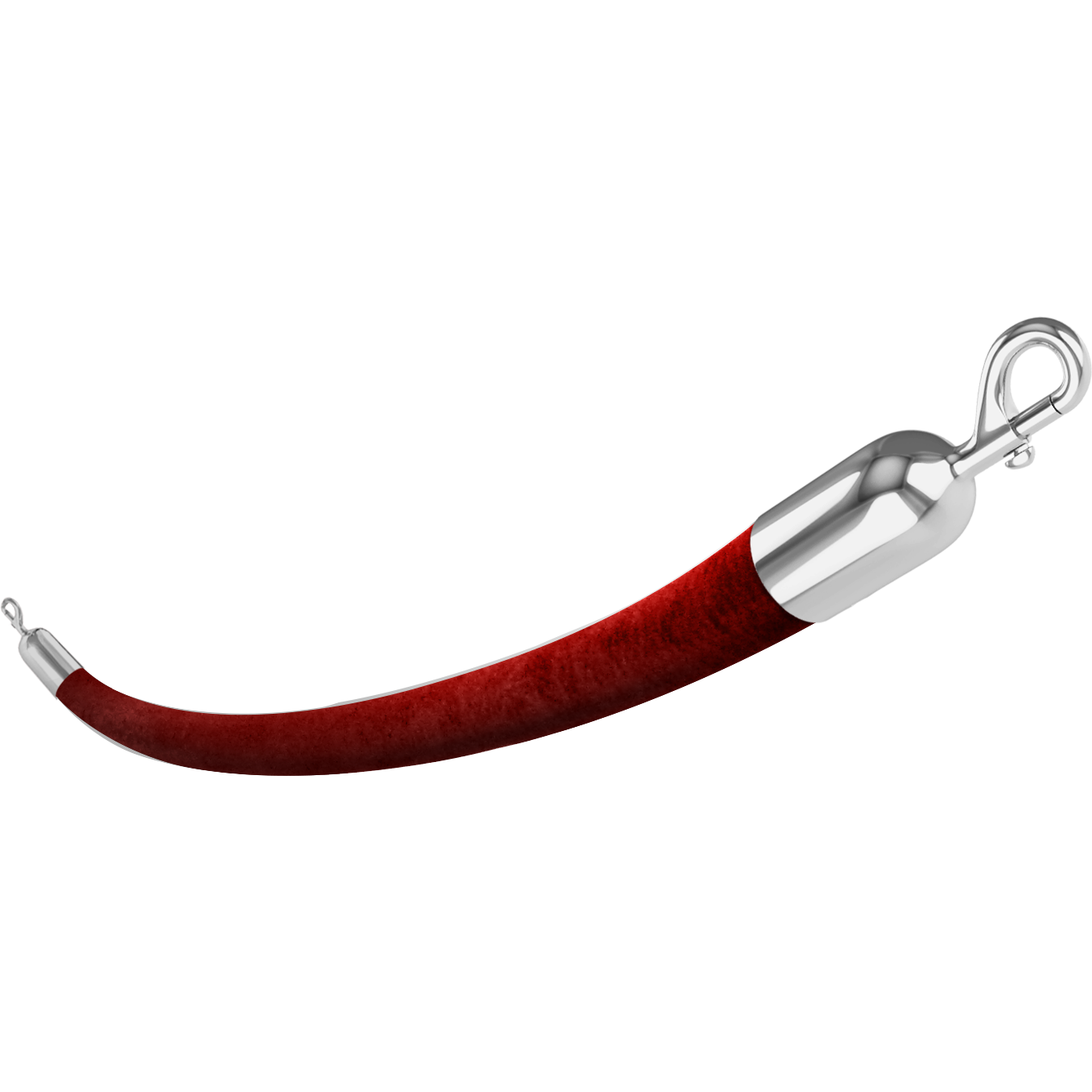 Red velvet stanchion rope with polished chrome snap end, cotton core