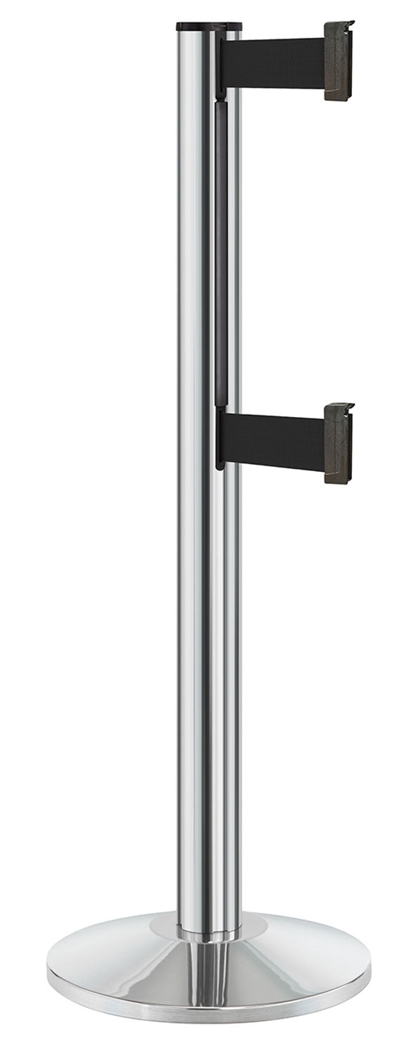 Beltrac 3000 ADA Portable Dual-Belt Stanchion | 10 FT Belts - CL - Chrome - BK - Black