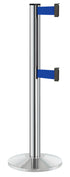 Beltrac 3000 ADA Portable Dual-Belt Stanchion | 10 FT Belts - CL - Chrome - BL - Blue