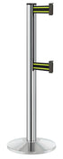 Beltrac 3000 ADA Portable Dual-Belt Stanchion | 10 FT Belts - CL - Chrome - BN - Black/Yellow