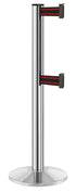 Beltrac 3000 ADA Portable Dual-Belt Stanchion | 10 FT Belts - CL - Chrome - BR - Black/Red