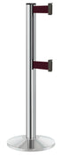 Beltrac 3000 ADA Portable Dual-Belt Stanchion | 10 FT Belts - CL - Chrome - BY - Burgundy