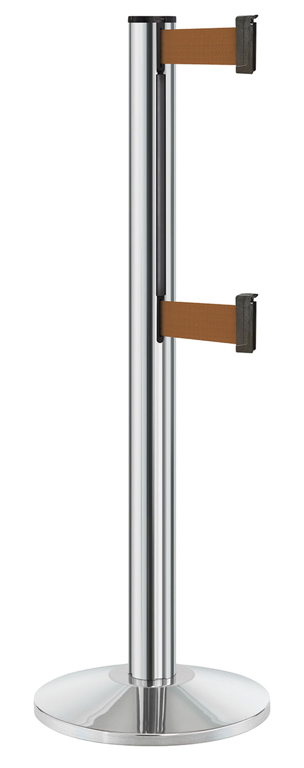 Beltrac 3000 ADA Portable Dual-Belt Stanchion | 10 FT Belts - CL - Chrome - BZ - Bronze