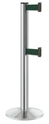 Beltrac 3000 ADA Portable Dual-Belt Stanchion | 10 FT Belts - CL - Chrome - FG - Forest Green