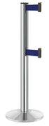 Beltrac 3000 ADA Portable Dual-Belt Stanchion | 10 FT Belts - CL - Chrome - MB - Marine Blue