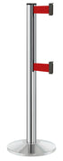 Beltrac 3000 ADA Portable Dual-Belt Stanchion | 10 FT Belts - CL - Chrome - RD - Red