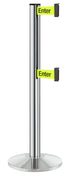 Beltrac 3000 ADA Portable Dual-Belt Stanchion | 10 FT Belts - CL - Chrome - S6 - Caution / Do Not Enter