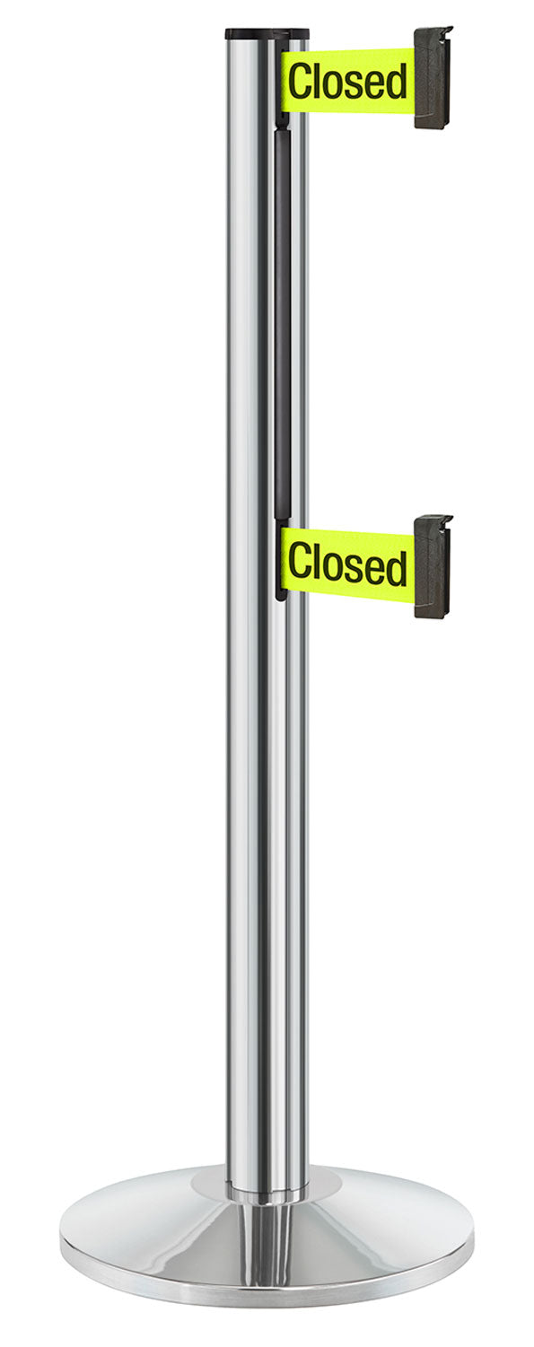 Beltrac 3000 ADA Portable Dual-Belt Stanchion | 10 FT Belts - CL - Chrome - S7 - Temporarily Closed