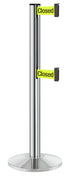 Beltrac 3000 ADA Portable Dual-Belt Stanchion | 10 FT Belts - CL - Chrome - S9 - Temporarily Closed (Double-Sided)