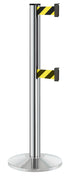 Beltrac 3000 ADA Portable Dual-Belt Stanchion | 10 FT Belts - CL - Chrome - SF - Safety Stripe