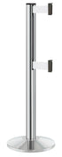 Beltrac 3000 ADA Portable Dual-Belt Stanchion | 10 FT Belts - CL - Chrome - WT - White