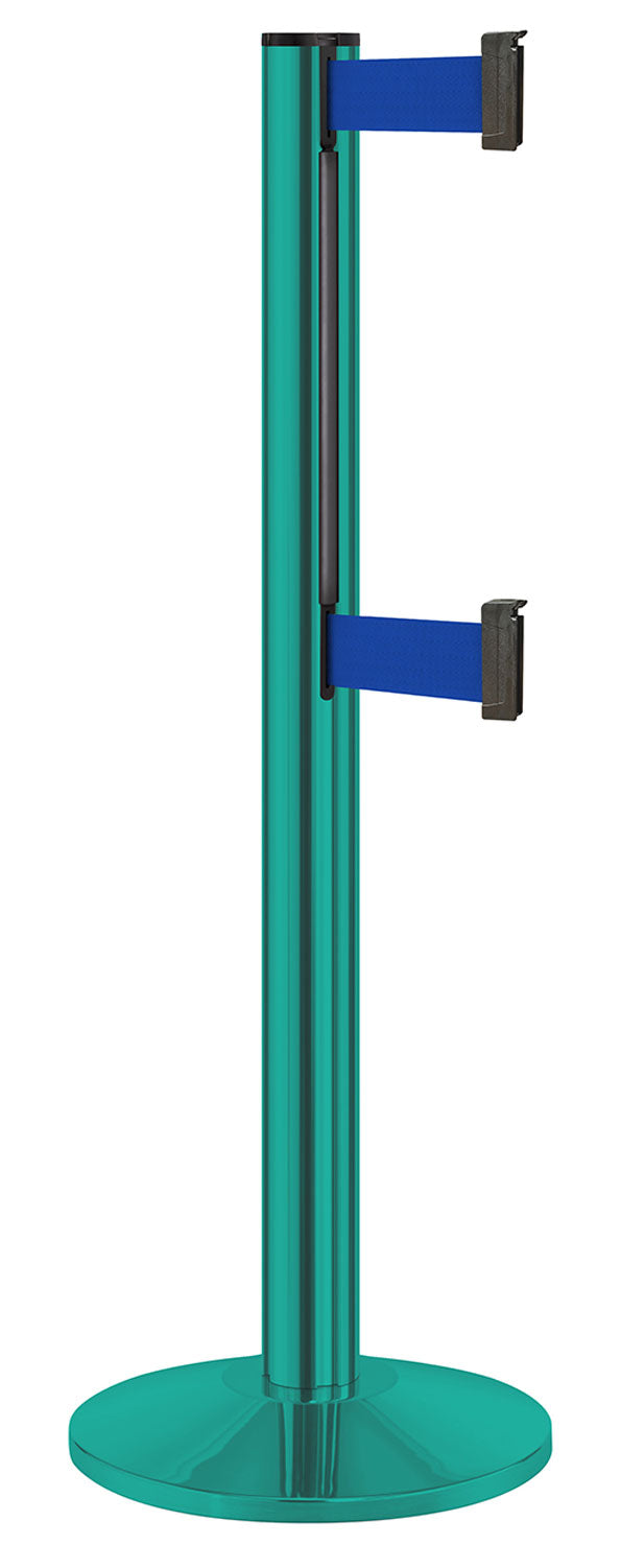 Beltrac 3000 ADA Portable Dual-Belt Stanchion | 10 FT Belts - CS - Custom - BL - Blue