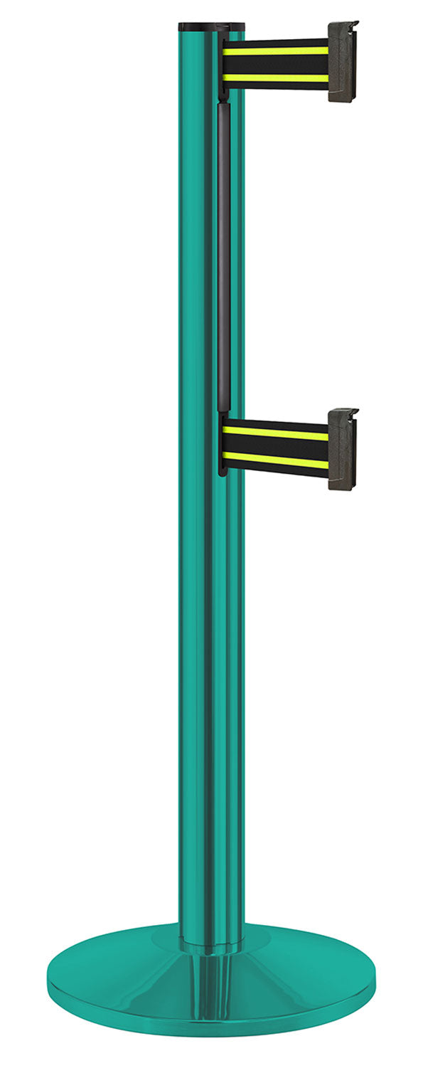 Beltrac 3000 ADA Portable Dual-Belt Stanchion | 10 FT Belts - CS - Custom - BN - Black/Yellow