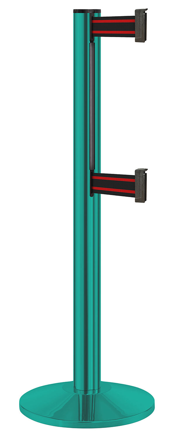 Beltrac 3000 ADA Portable Dual-Belt Stanchion | 10 FT Belts - CS - Custom - BR - Black/Red