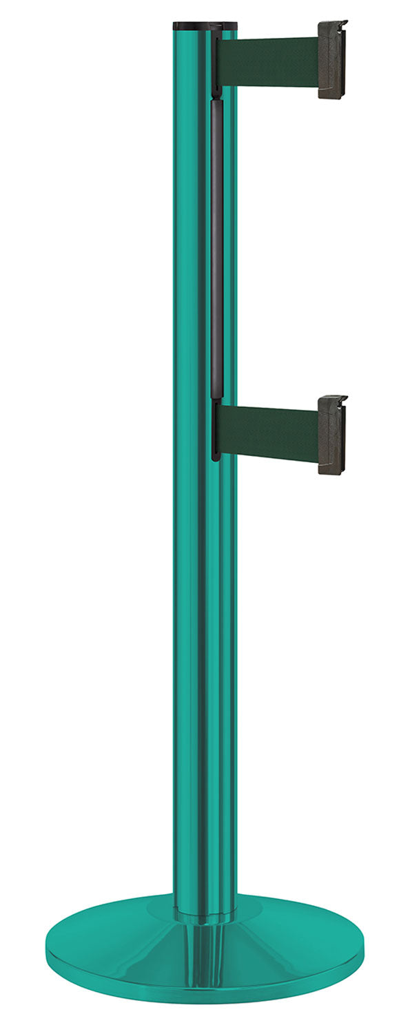 Beltrac 3000 ADA Portable Dual-Belt Stanchion | 10 FT Belts - CS - Custom - FG - Forest Green