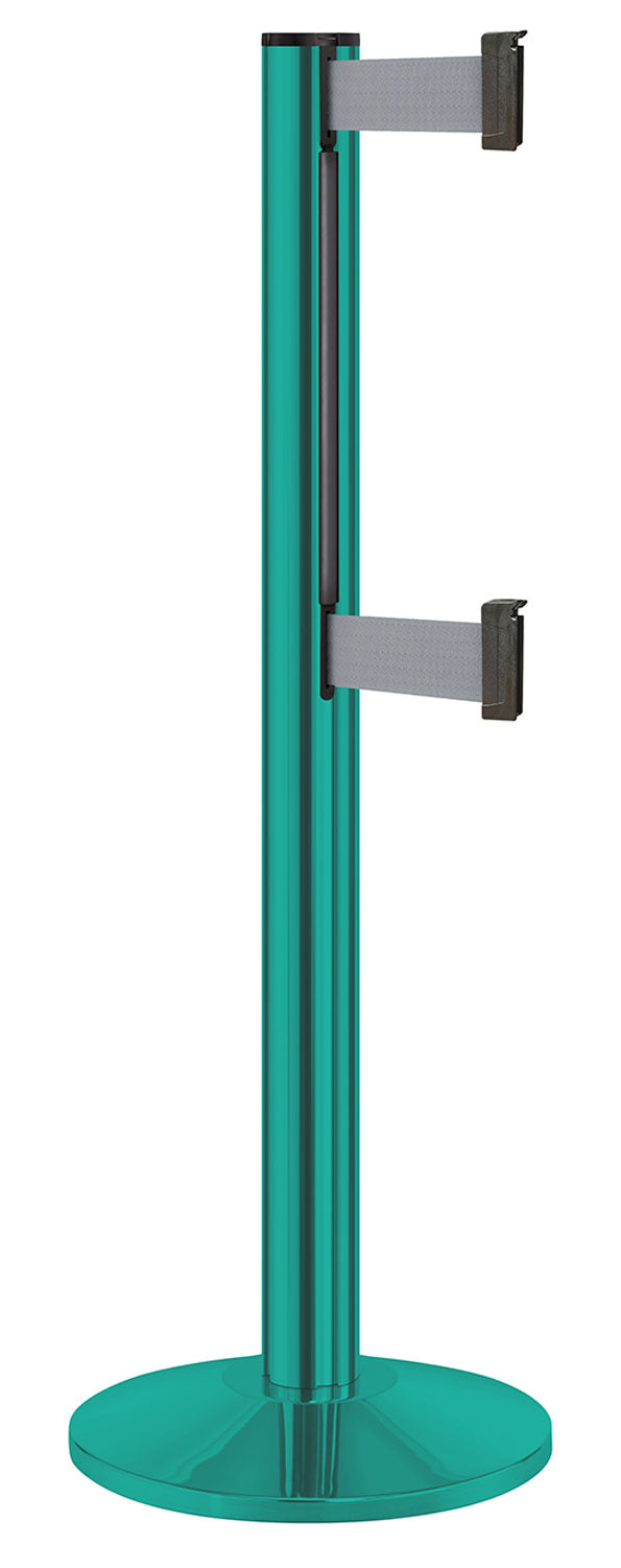 Beltrac 3000 ADA Portable Dual-Belt Stanchion | 10 FT Belts - CS - Custom - GY - Gray