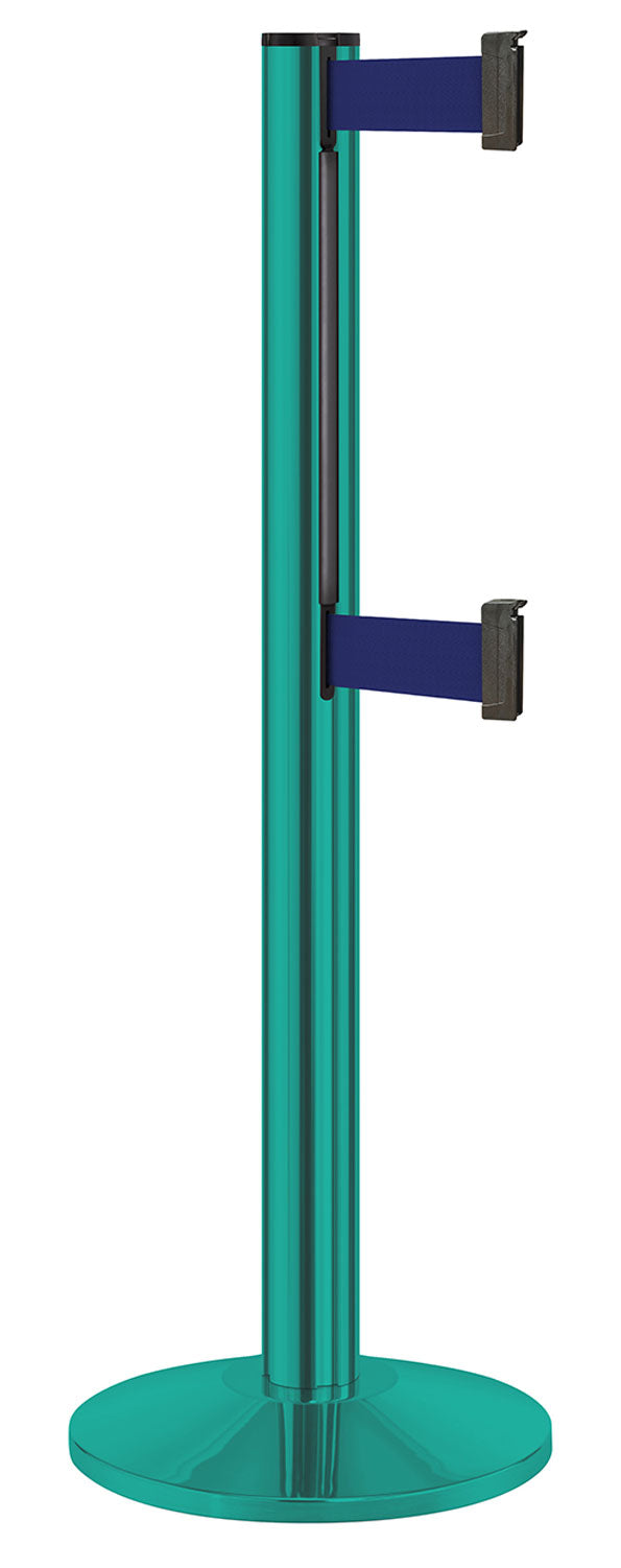 Beltrac 3000 ADA Portable Dual-Belt Stanchion | 10 FT Belts - CS - Custom - MB - Marine Blue