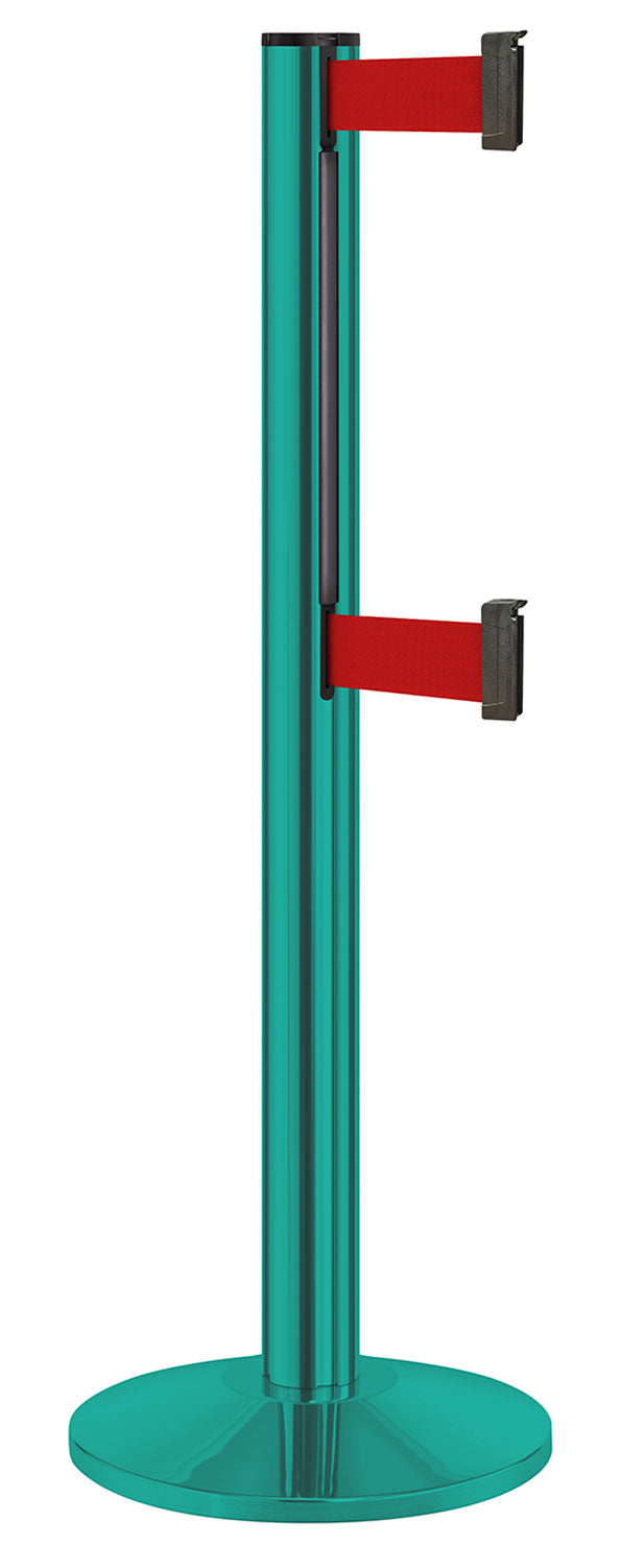 Beltrac 3000 ADA Portable Dual-Belt Stanchion | 10 FT Belts - CS - Custom - RD - Red