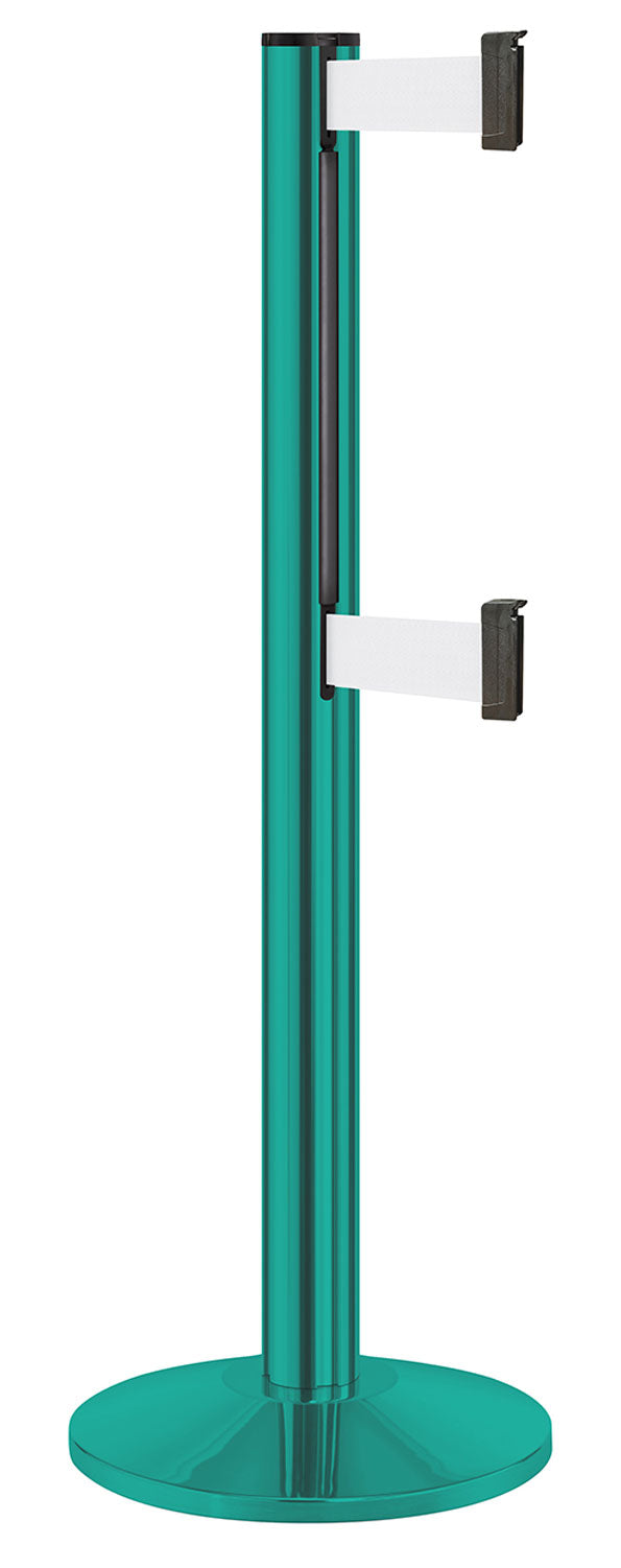 Beltrac 3000 ADA Portable Dual-Belt Stanchion | 10 FT Belts - CS - Custom - WT - White