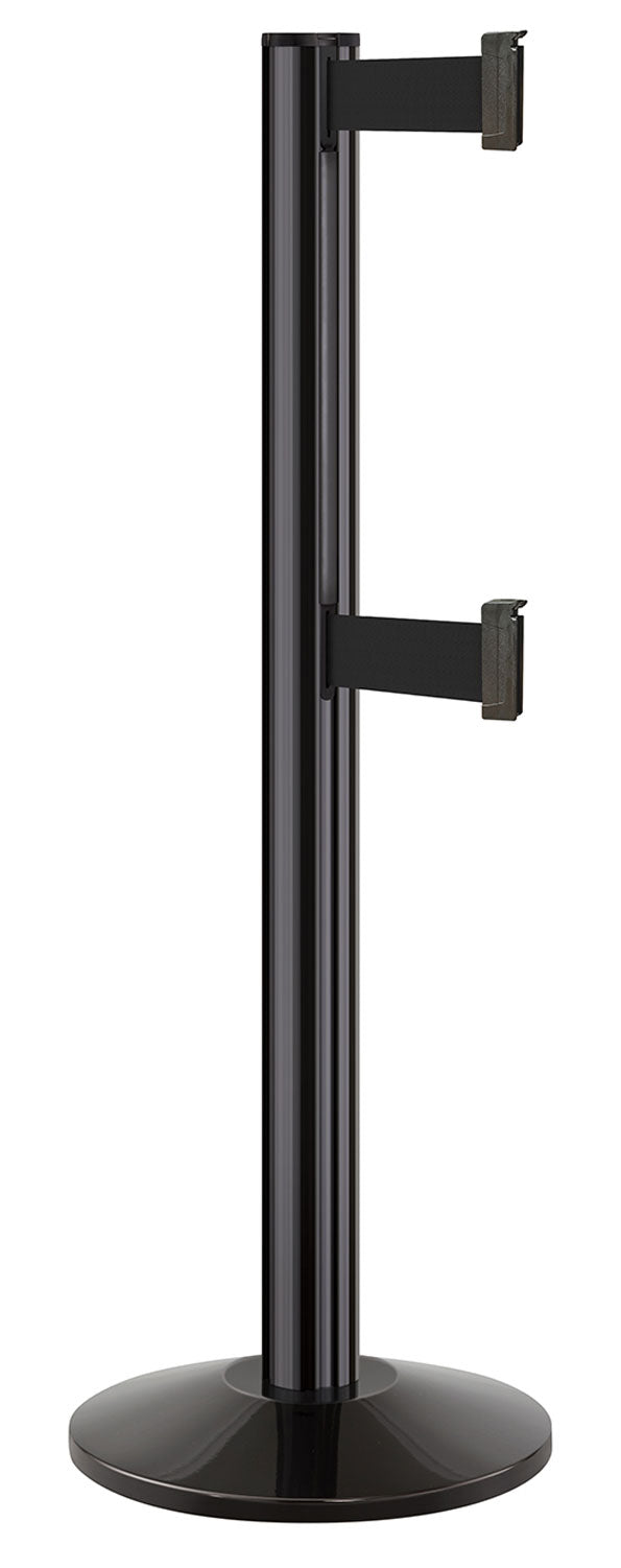 Beltrac 3000 ADA Portable Dual-Belt Stanchion | 10 FT Belts - GB - Gloss Black - BK - Black