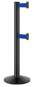 Beltrac 3000 ADA Portable Dual-Belt Stanchion | 10 FT Belts - GB - Gloss Black - BL - Blue