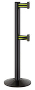 Beltrac 3000 ADA Portable Dual-Belt Stanchion | 10 FT Belts - GB - Gloss Black - BN - Black/Yellow