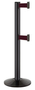 Beltrac 3000 ADA Portable Dual-Belt Stanchion | 10 FT Belts - GB - Gloss Black - BY - Burgundy