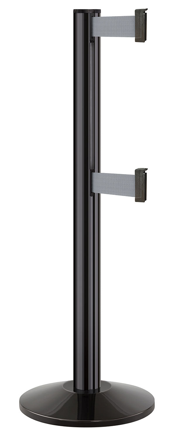 Beltrac 3000 ADA Portable Dual-Belt Stanchion | 10 FT Belts - GB - Gloss Black - GY - Gray