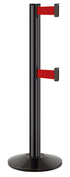 Beltrac 3000 ADA Portable Dual-Belt Stanchion | 10 FT Belts - GB - Gloss Black - RD - Red