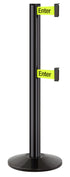 Beltrac 3000 ADA Portable Dual-Belt Stanchion | 10 FT Belts - GB - Gloss Black - S6 - Caution / Do Not Enter