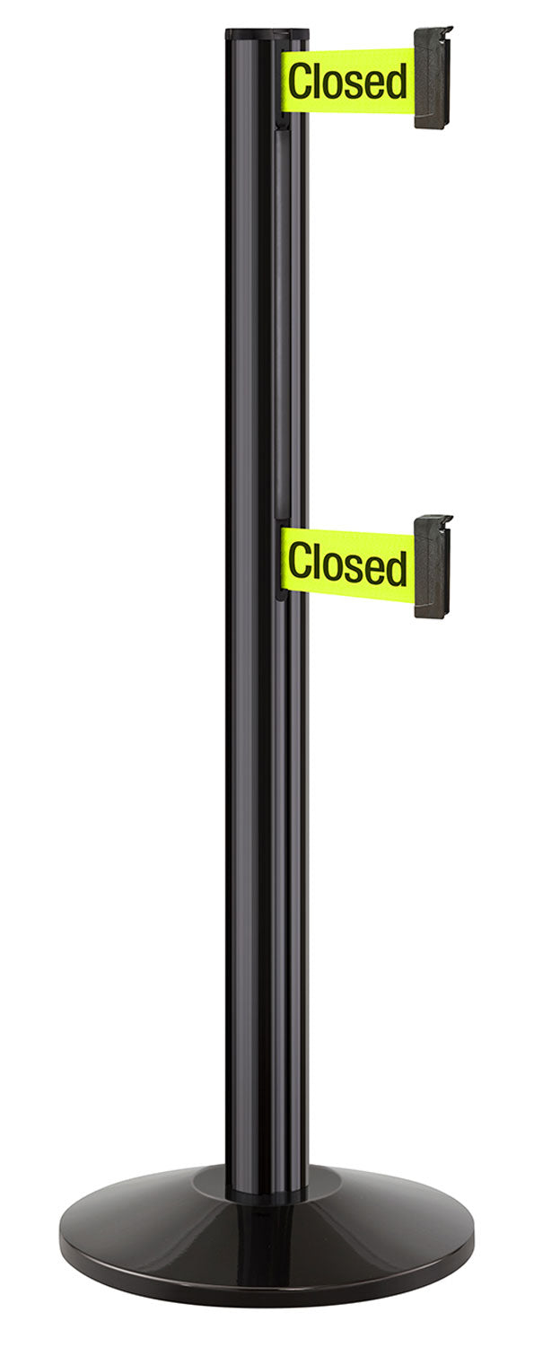 Beltrac 3000 ADA Portable Dual-Belt Stanchion | 10 FT Belts - GB - Gloss Black - S7 - Temporarily Closed
