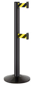 Beltrac 3000 ADA Portable Dual-Belt Stanchion | 10 FT Belts - GB - Gloss Black - SF - Safety Stripe